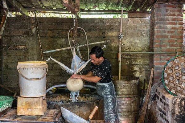 Bali Indonesia July 2022 Local Workers Make Tofu Soybeans Process — Foto de Stock