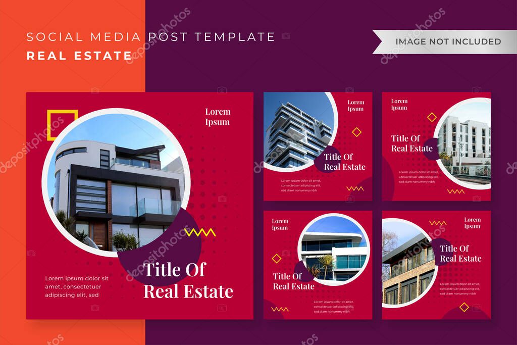 Collection post banner real state design template vector