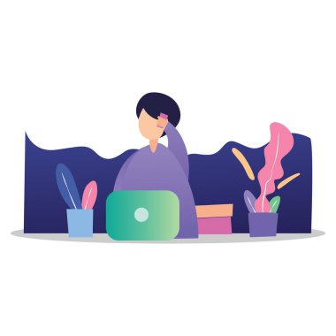 Dijital pazarlama kavramı. Düz Çizim. Yaratıcı İniş Sayfası. Şirket işi. Etkilenme konsepti. Adam sosyal medya. Sosyal Ağ, Takım Çalışması İletişim. Ortak Çalışma Alanı.