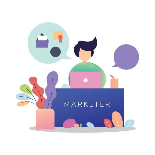 Conceito Marketing Digital Ilustração Plana Gradiente Creative Landing Page Negócios —  Vetores de Stock