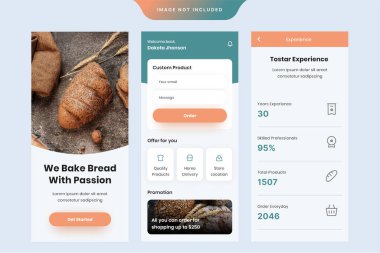 Modern ekmek mağazası ui tasarım şablonu