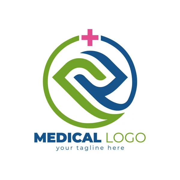 Modern Healthcare Medical Logo Blue Green Cross Sign Health Icon — Stock Vector