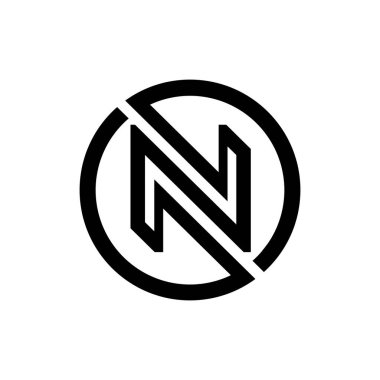 İlk harf N Düzenlenebilir Logo Şablonu, Harf N logo simgesi tasarımı, Yaratıcı Harf N logo tasarımı, Modern monogram harfi N logosu, siyah ve beyaz