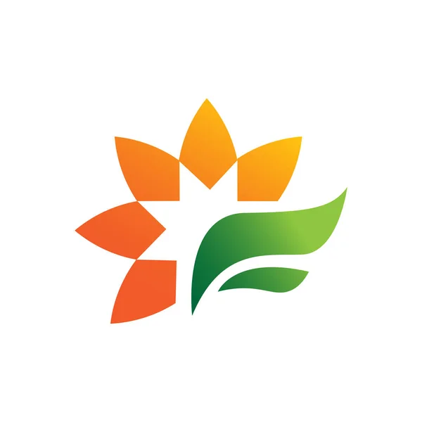 Summer Flower Sunrise Sun Rays Icon Star Flower Logo Design — 스톡 벡터