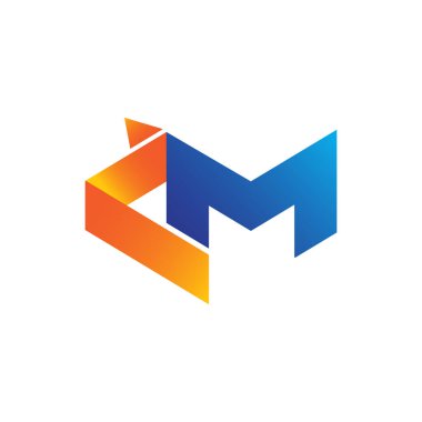 M harfi logosu ya da MM harfinin baş harfleri iki modern monogram sembolü, M harfi logo tasarım şablonu