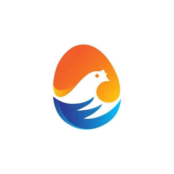 Chicken Modern Logo Design Template Silhouette Egg Logo Royal Quality — Stockvektor