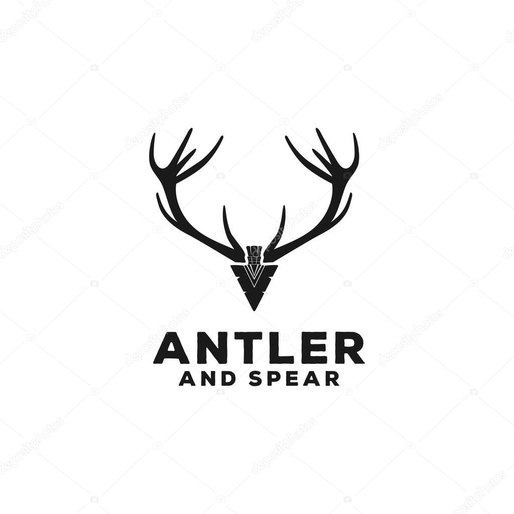 deer antler, hunting logo vector illustration design