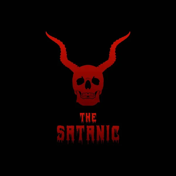 Calavera Con Cuernos Para Demonio Diablo Satánico Logo Diseño Inspiración — Archivo Imágenes Vectoriales