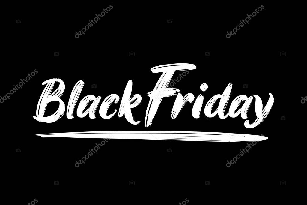 Black Friday Brush Handwriting On Black Background, For Banner Template Design