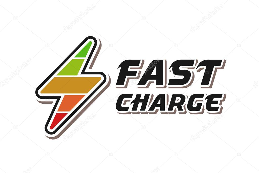 Thunderbolt Lightning Symbol With Rainbow Color For Level Battery Logo Fast Charging Electrical Battery