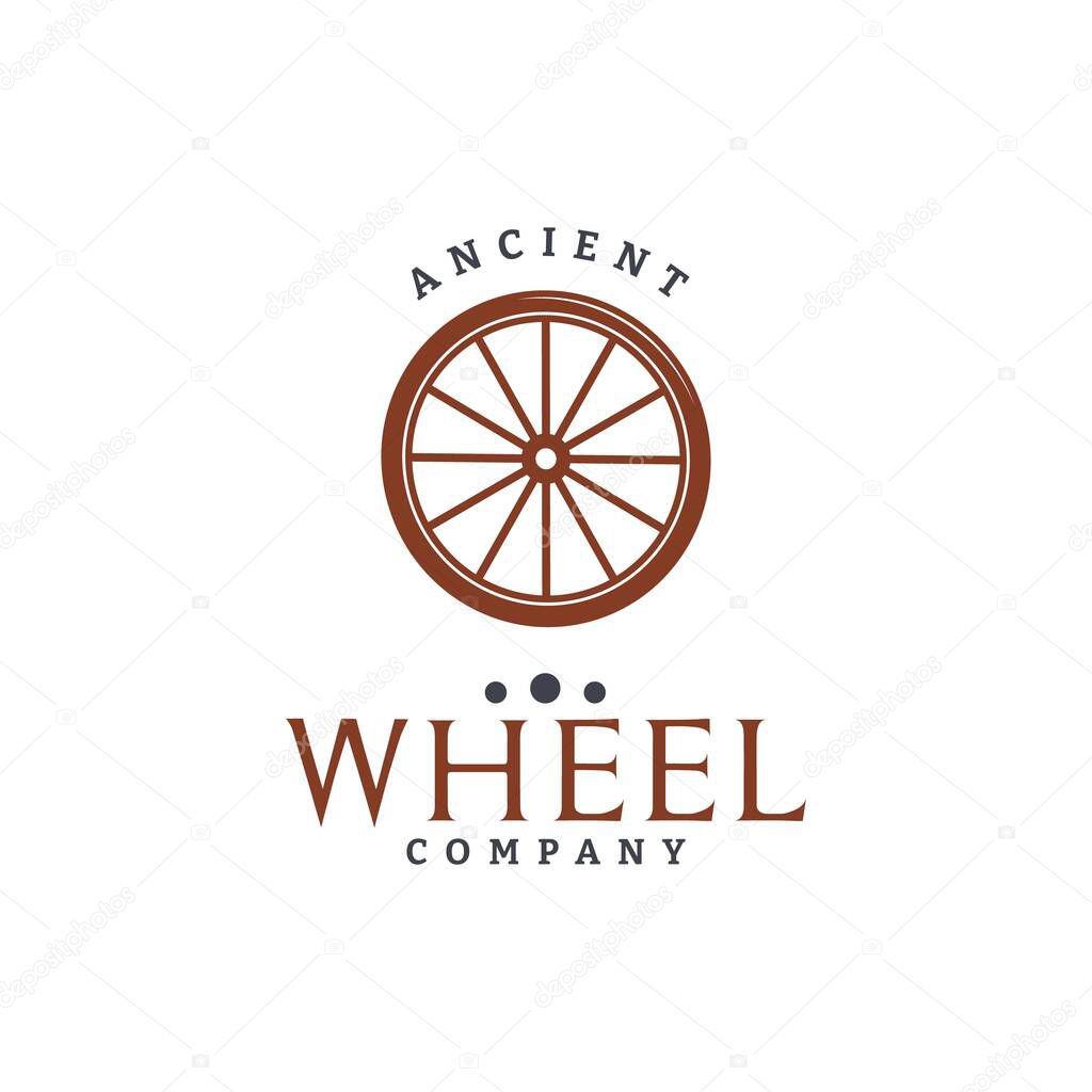 Simple Vintage Logo Wooden Cart Caravan Wheel