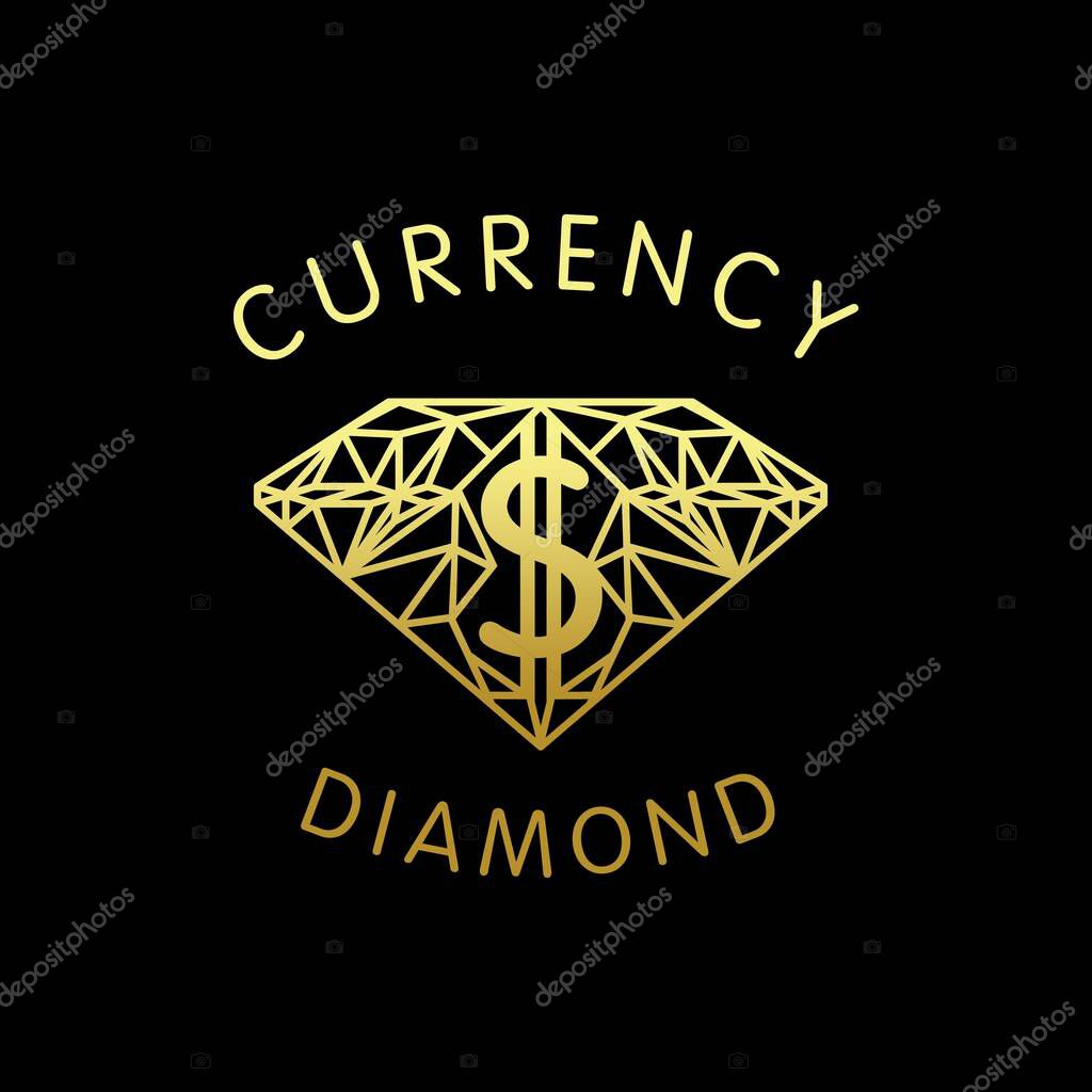 Diamond Illustration With Dollar Currency For Finance Logo Design, Jewelry Store, Bank