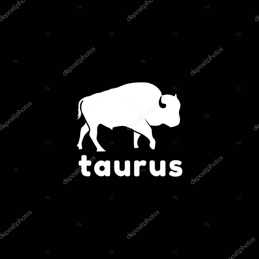 Bull Buffalo Horn, Taurus Bighorn Ram Silhouette logo design