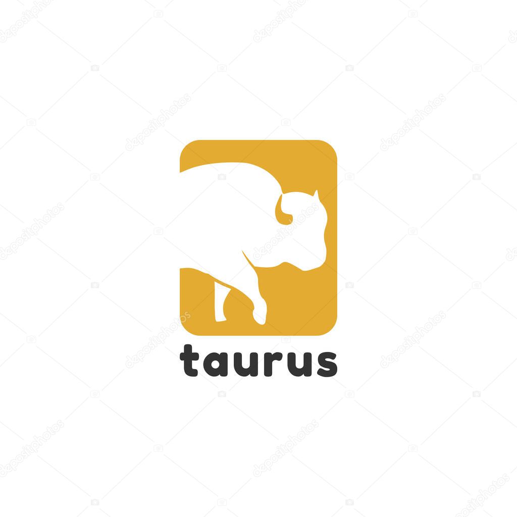 Bull Buffalo Horn, Taurus Bighorn Ram Silhouette logo design