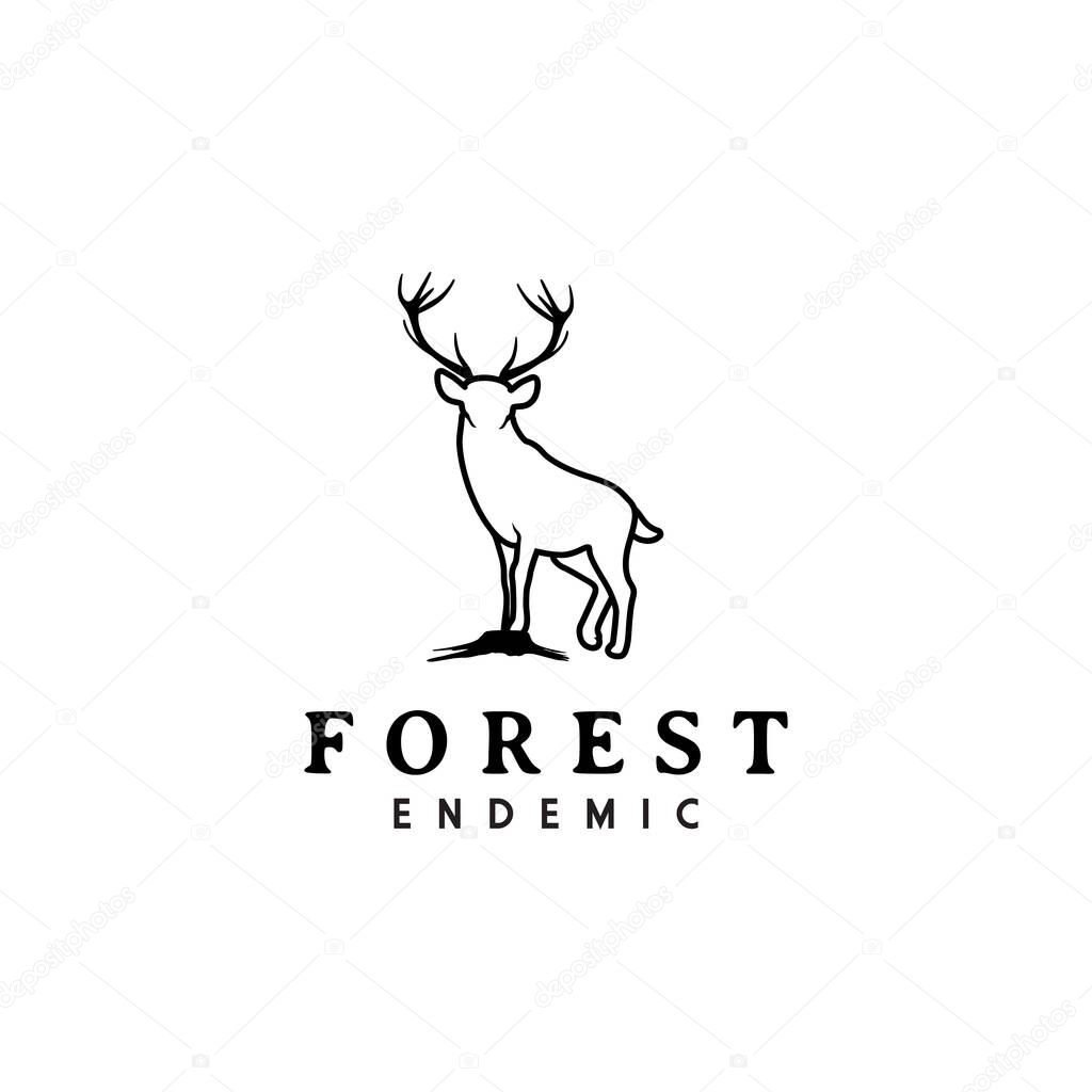 Beauty Deer buck stag elk reindeer logo design vector