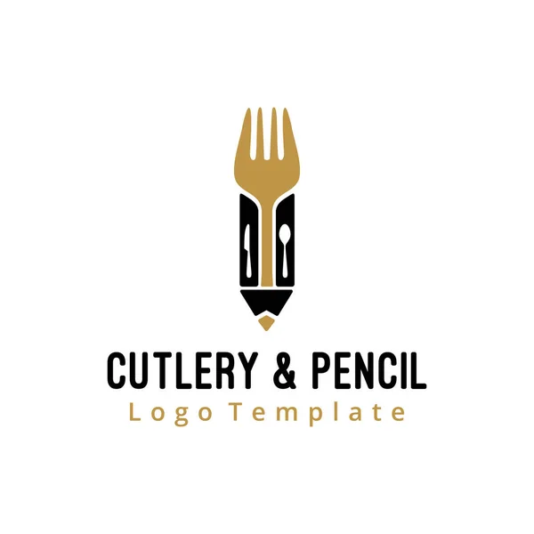 Colher Faca Garfo Para Escritor Alimentos Blog Restaurante Receitas Logotipo — Vetor de Stock