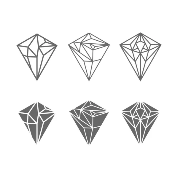 Crystal Diamond Collection Set Vektordesign Inspiration — Stock vektor