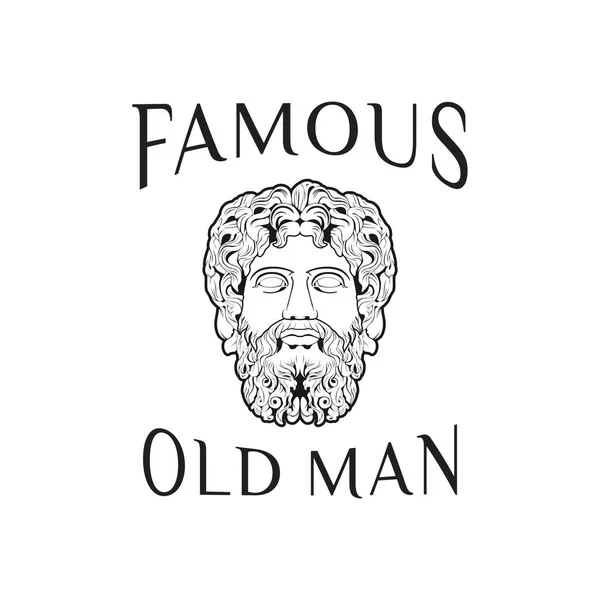 그리스의 하나님의 Sclupture 제우스 트리톤 포세이돈 해왕성 Mustache Beard — 스톡 벡터