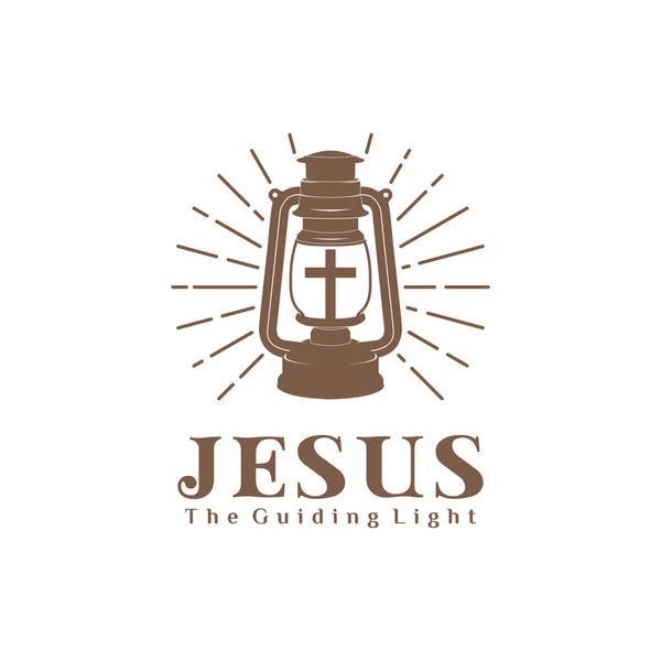 Фонарь Иисуса Христа Креста Иллюминаты Христианской Церкви Дизайн Логотипа Вдохновение — стоковый вектор