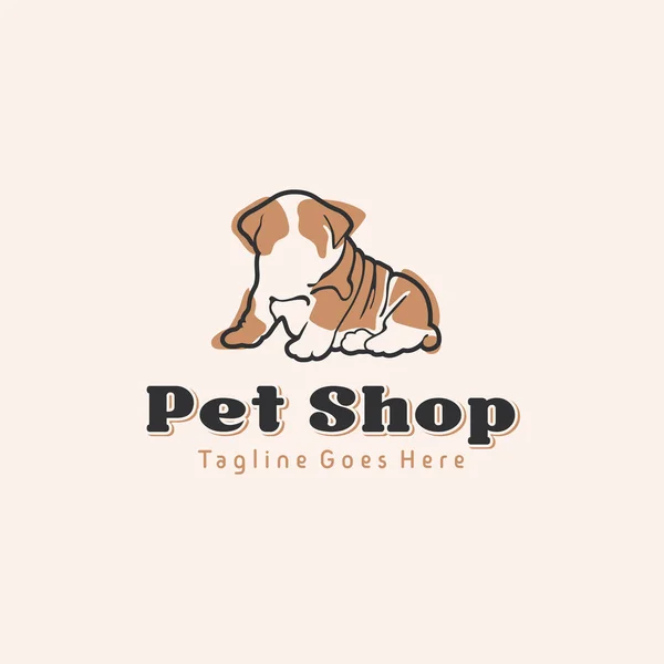 Evcil Hayvan Dükkanı Logosu Için Basit Köpek Yavrusu Logosu Hayvan — Stok Vektör
