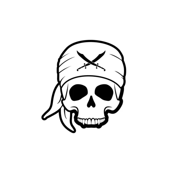 Logotipo Crânio Vestindo Bandana Com Inspiração Design Ícone Espada —  Vetores de Stock