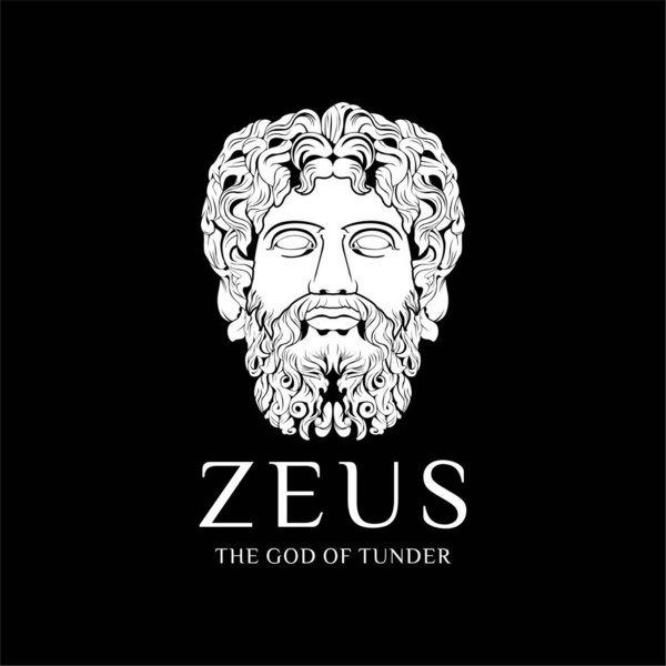 Zeus Face Vector Ancient Greek Godlike Old Man Statue With Beard and Mustache logo design