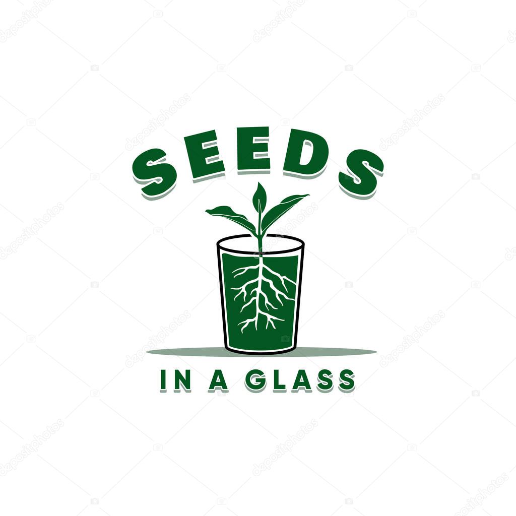 Growing Seed In A Glass Flower Plant Garden Farm logo design