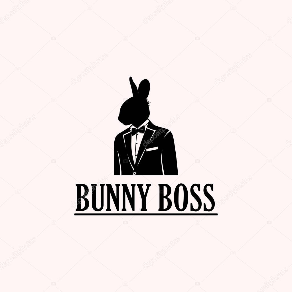 Rabbit Bunny Businessman silhouette with elegant gentleman tuxedo