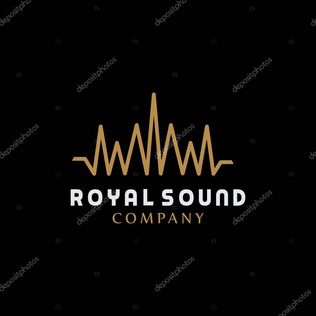 Sound Wave With Royal Crown logo Design