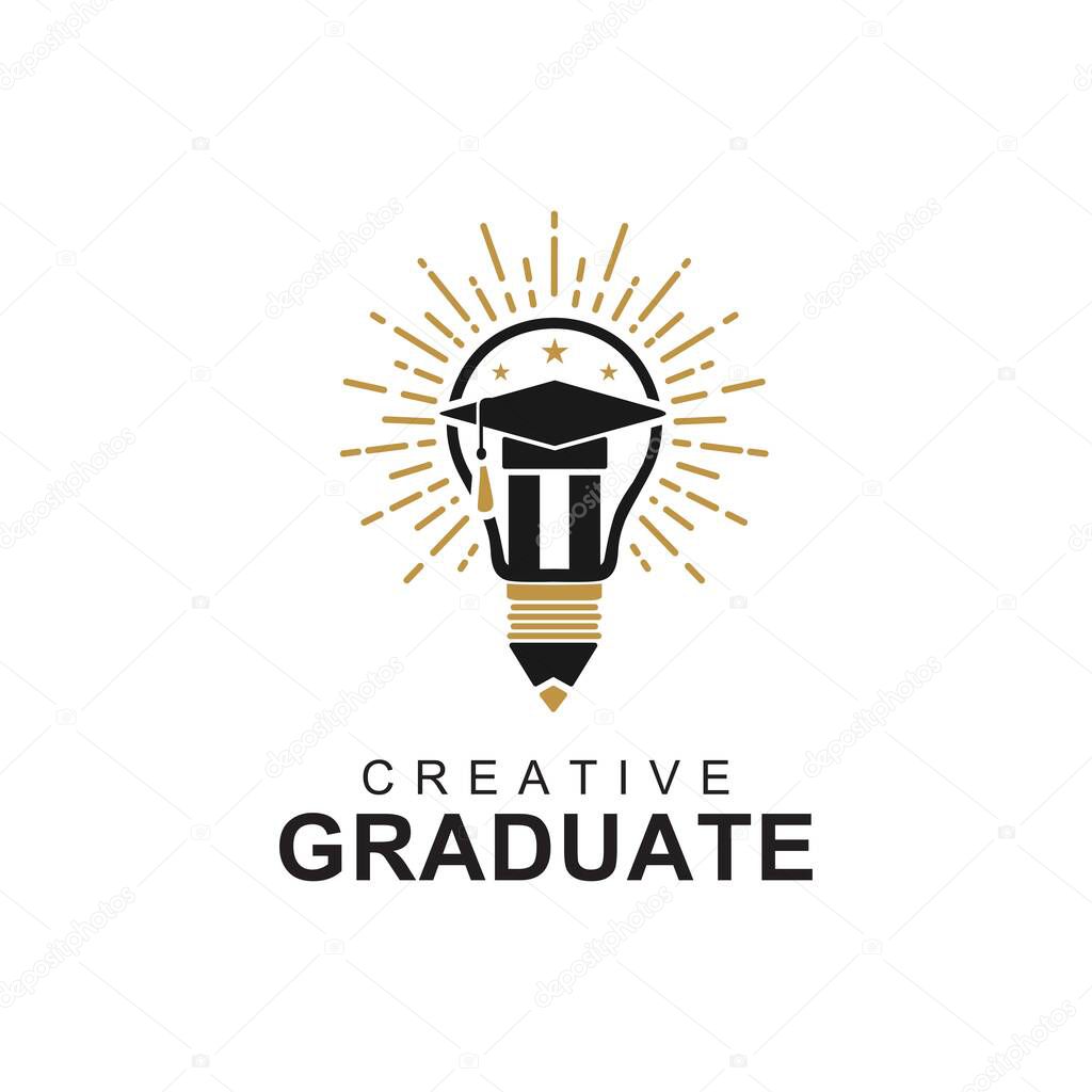 Light Bulb Graduate Cap Pencil Logo For University Graduation Design inspiration