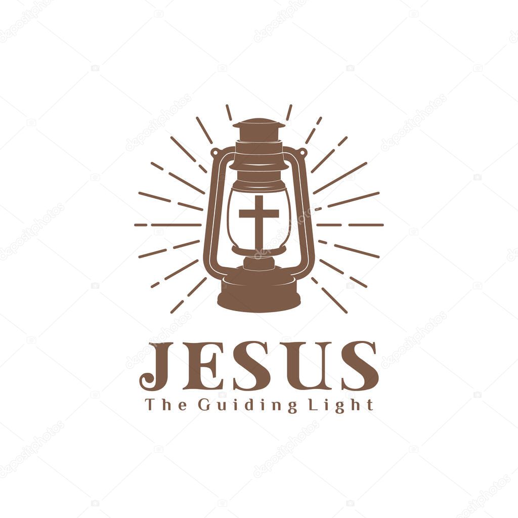 Jesus Christ Cross Lantern Illuminati Christian Church logo design inspiration
