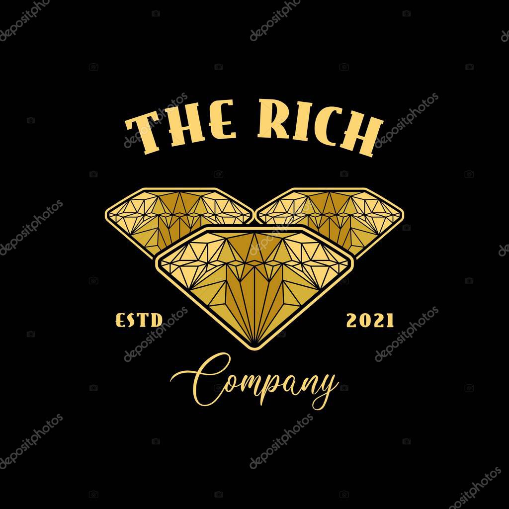 Gold Crystal Diamond Logo For Luxury Jewelry Shop Design Inspiration