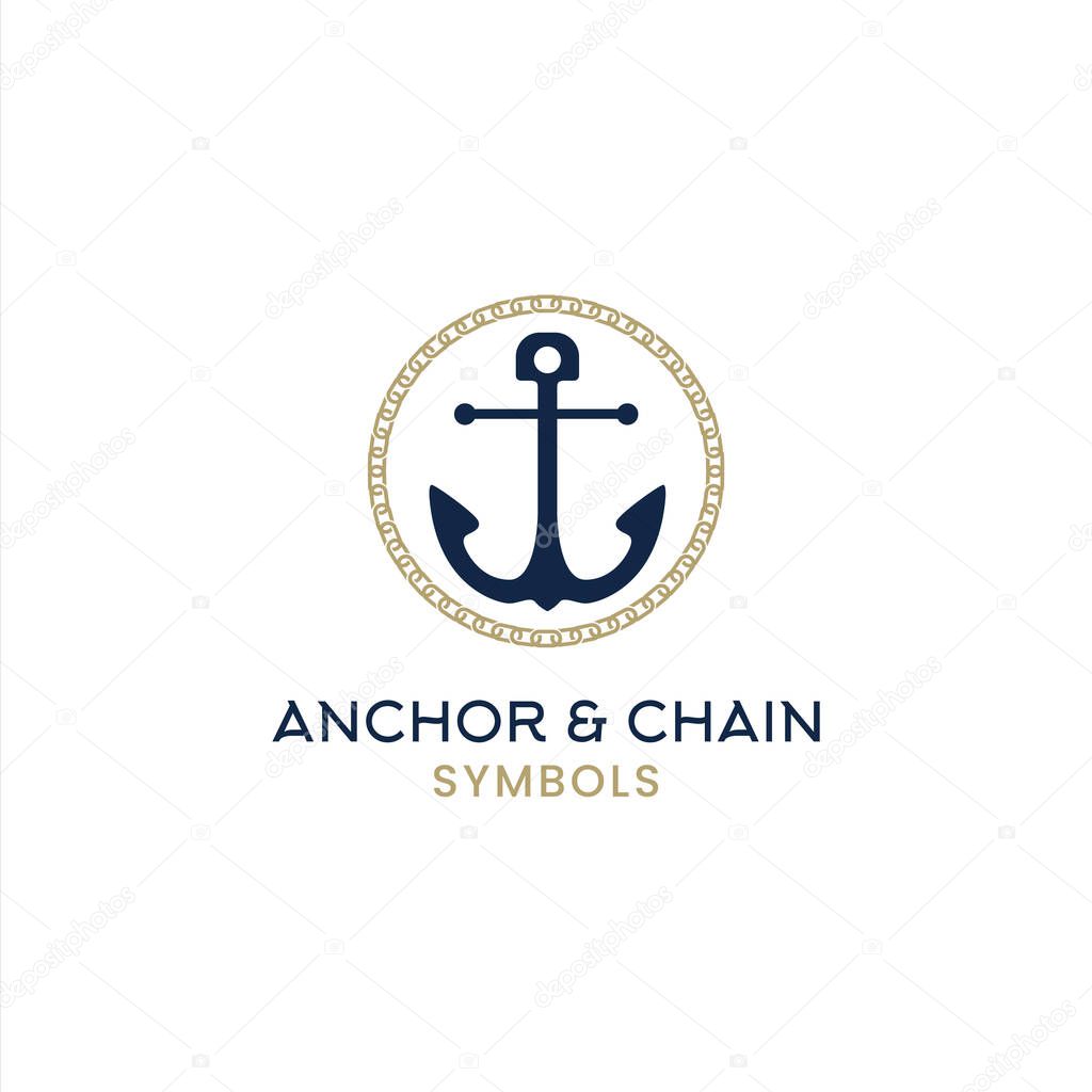 Anchor And Chain Circular Logo For Harbor, Marine, Cruise Design Inspiration