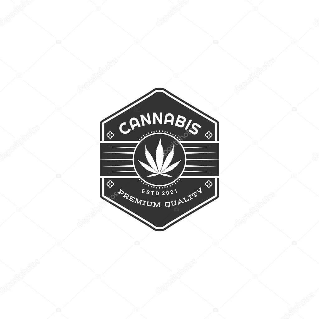 Cannabis Marijuana Hemp Logo Label Hexagon Design Inspiration
