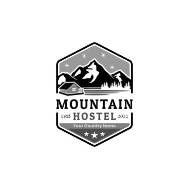 Dağlar ve Altıgenler Oteli Logosu, Kiralık Ev veya Kırsal Tasarım İlham Veren Villa