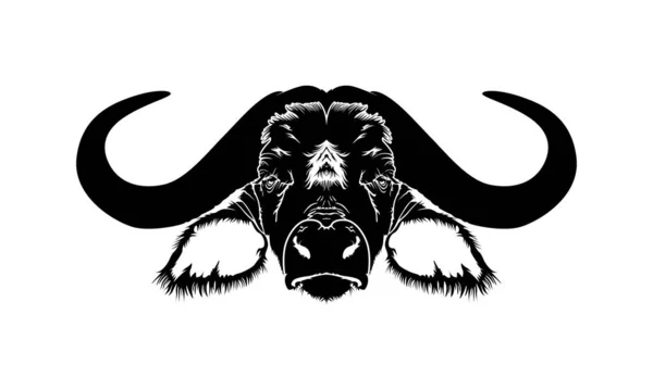 ロングホーン水牛の頭ベクトル 水牛の頭のロゴデザインインスピレーション — ストックベクタ