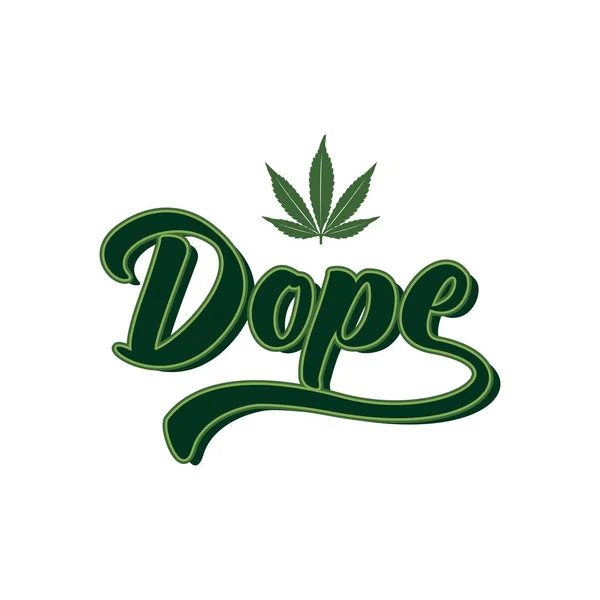 Dope Lettering Logo Marijuana Cannabis Cbd Leaf Εικονίδιο Εμπνευσμένο Σχεδιασμός — Διανυσματικό Αρχείο