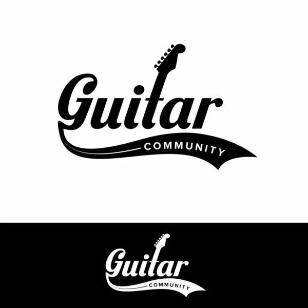 Simple Minimalist Guitar Community Logo Design — Stock vektor