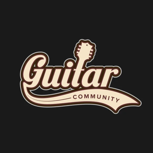 Simple Minimalista Guitarra Comunidad Logotipo Diseño — Vector de stock