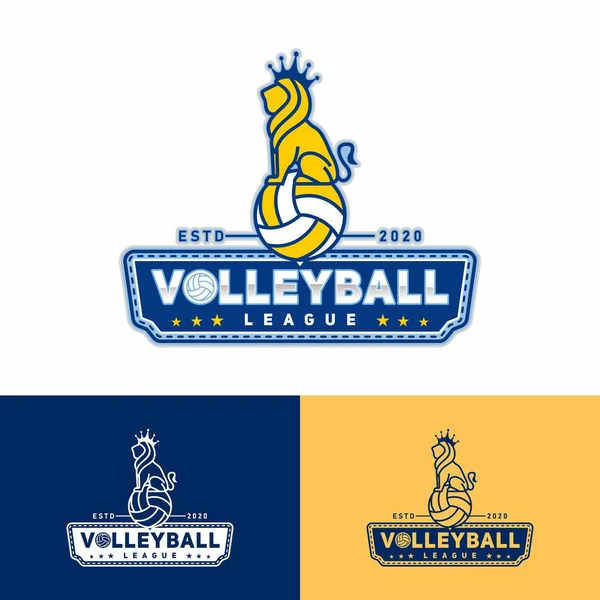 Logo Compétition Volleyball Avec Logo Lion Logo Volleyball Inspiration Design — Image vectorielle