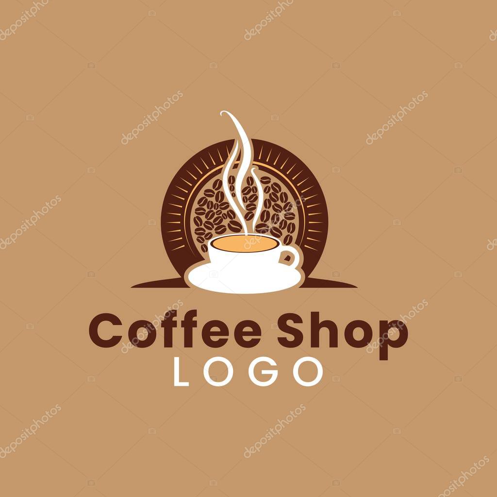 Coffee Bean, Smoke and Cafe Cup Mug logo for Coffee Shop design inspiration
