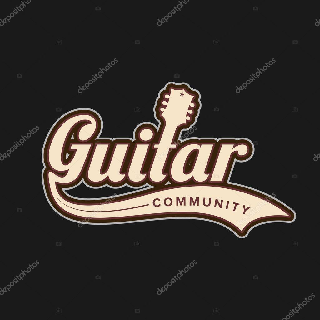Simple Minimalist Guitar community Logo design