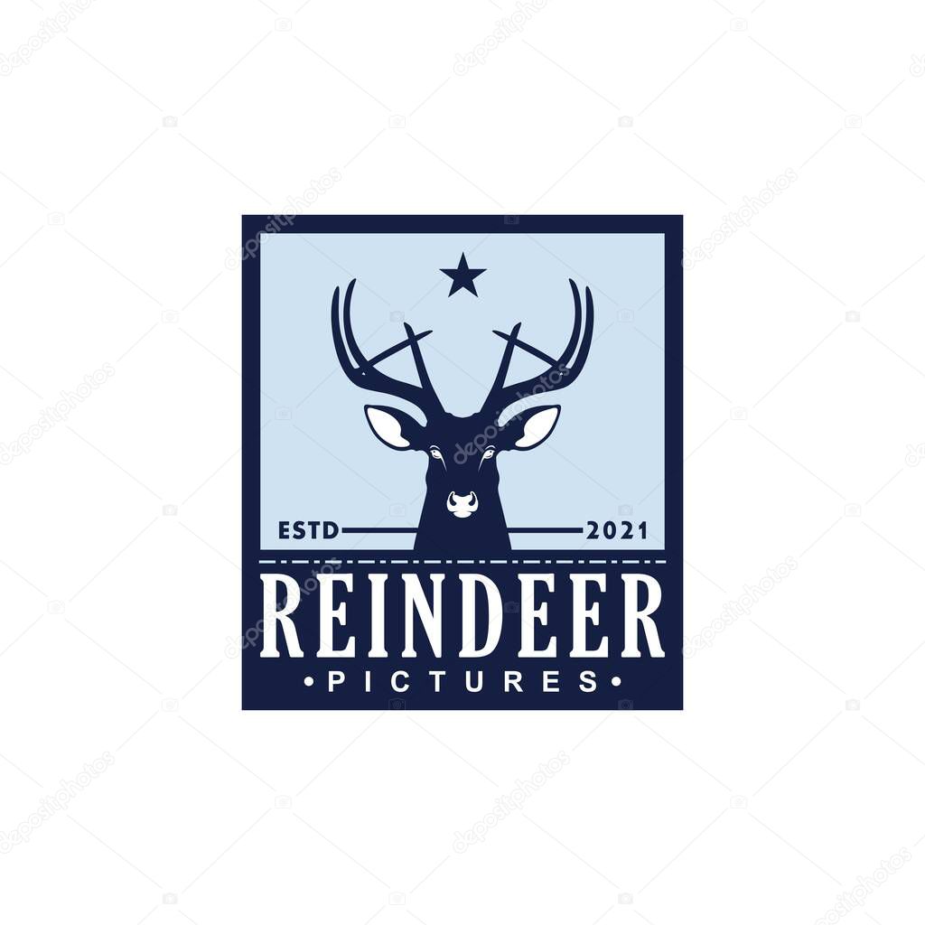 Deer Reindeer Antler Simple Logo Design Vector
