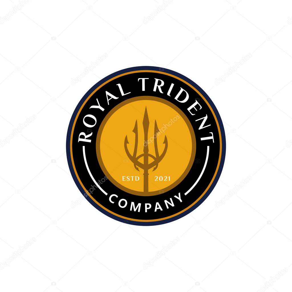 Trident Neptune God Poseidon Triton King Shiva Spear Label logo design