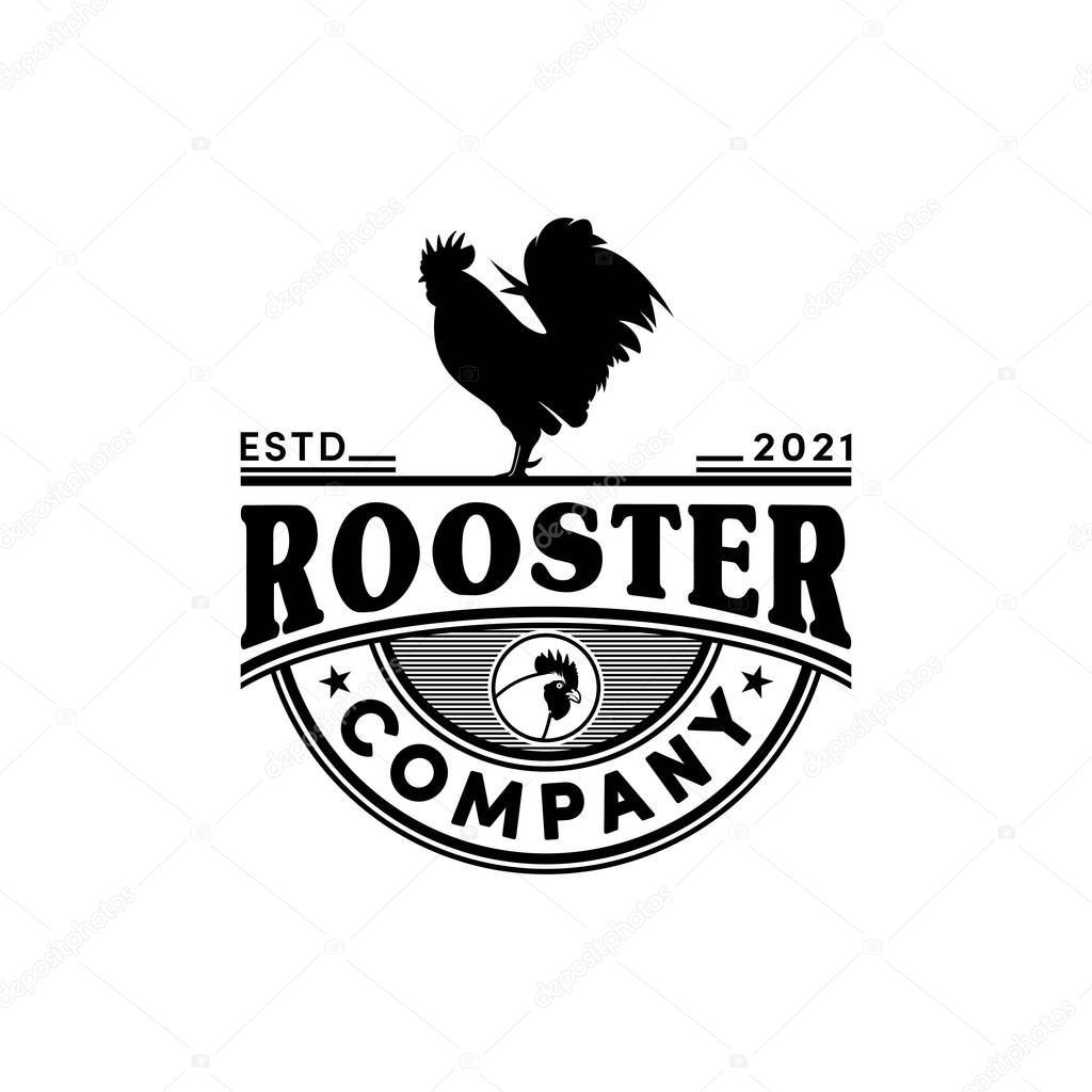 Vintage Chicken Farm Company Logo With Rooster Icon Logo Design Inspiration