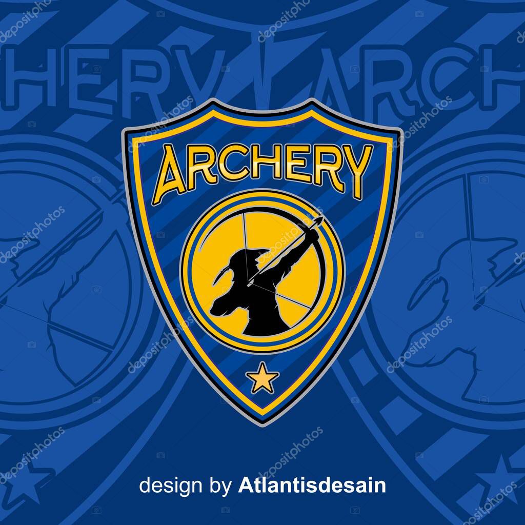 Archery Sports Badge, Archer Logo in Shield design inspiration