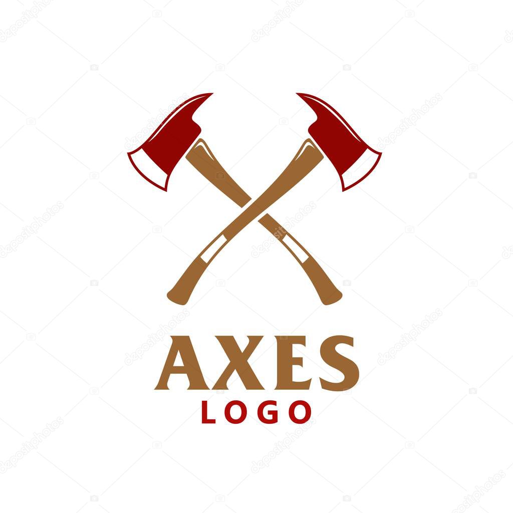 Ax Logo, Crossed Wooden Axes Logo Design