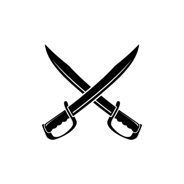 Crossed Sword Blade Machete Logo Design Inspiration — Stock Vector
