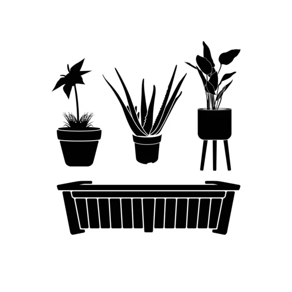 Logotipo Jardinería Con Maceta Malezas Inspiración Diseño — Vector de stock