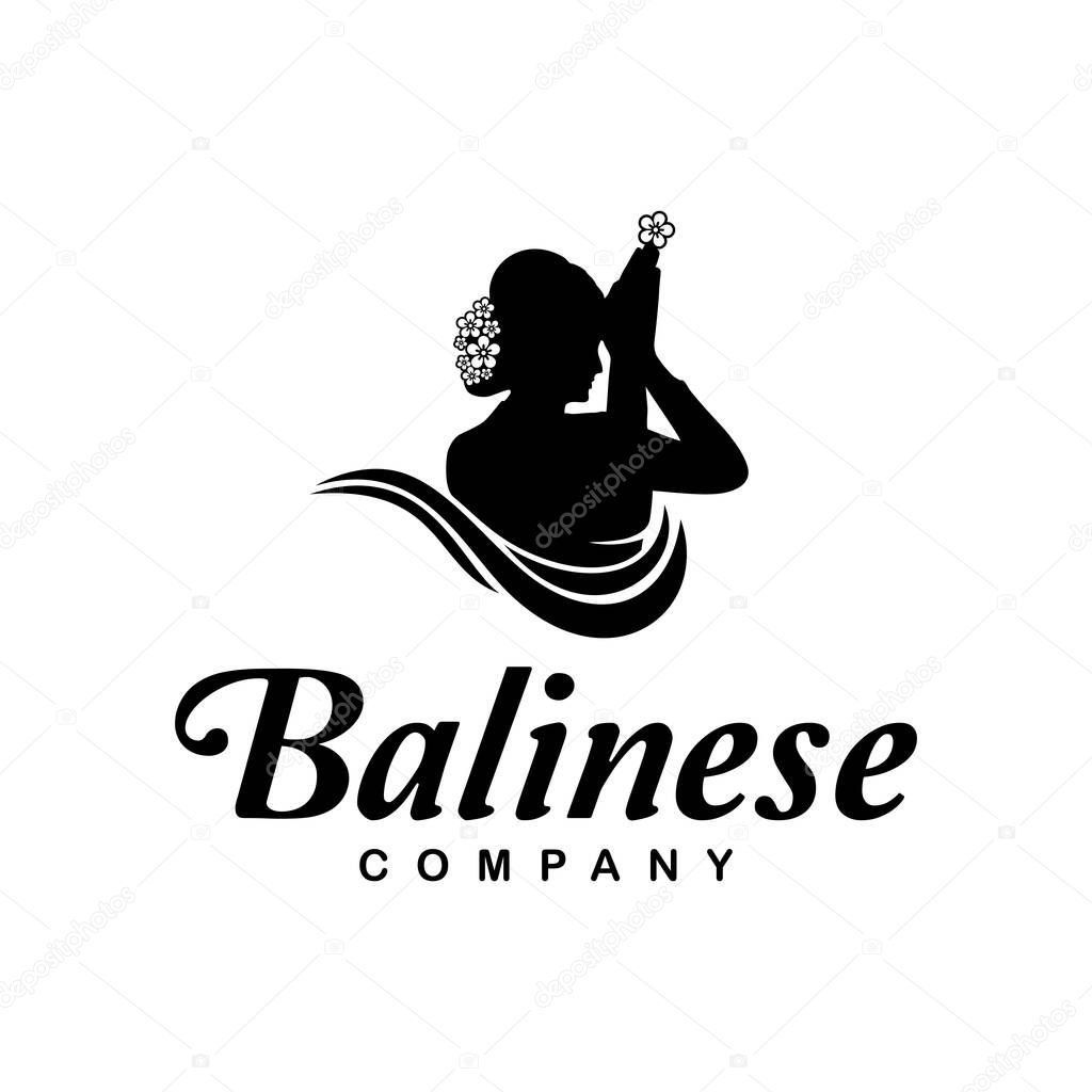 Balinese Woman Silhouette Praying Thailand India Girl With Flower Ornament